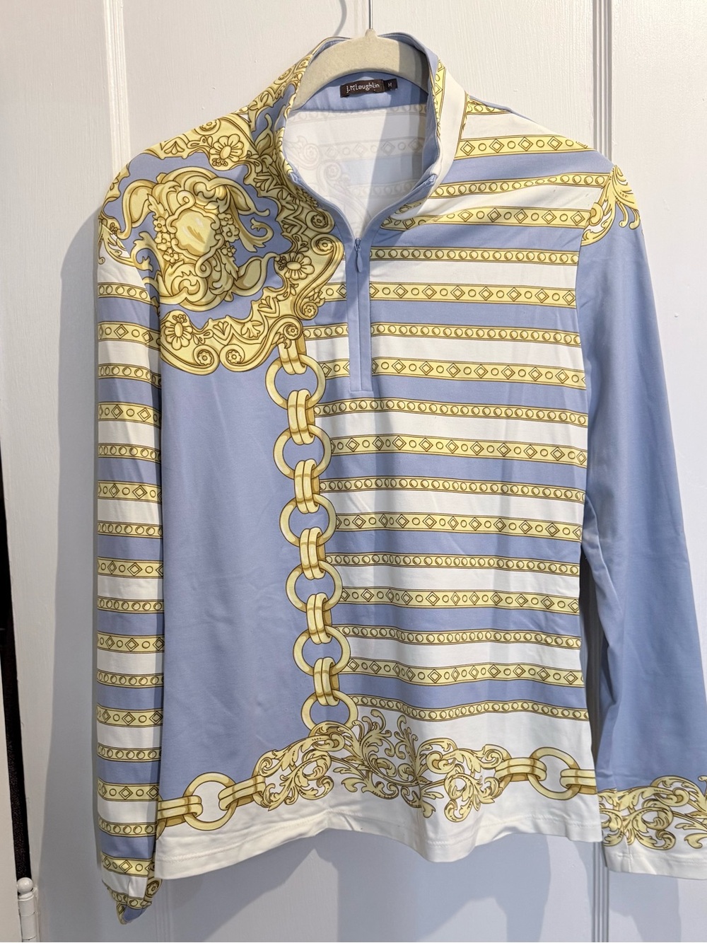 Versace inspired Chain Print 1/4 zip golf/tennis shirt